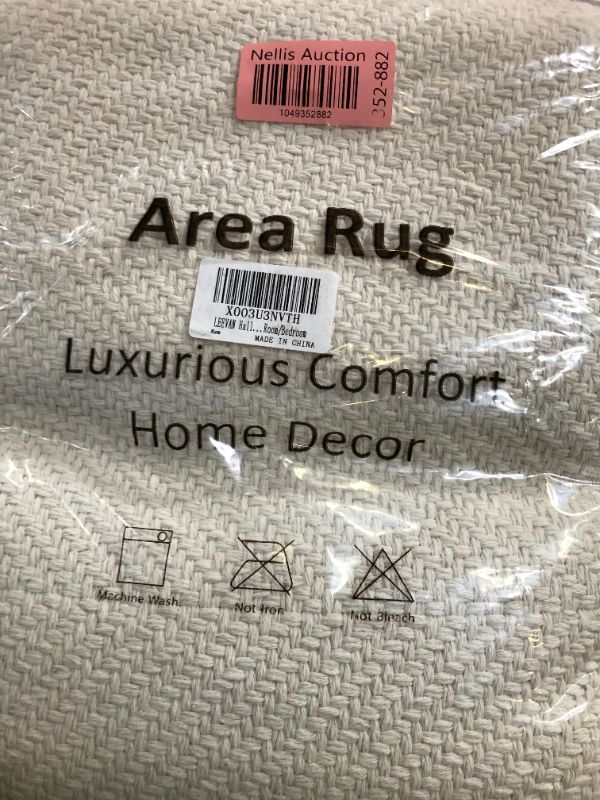 Photo 1 of LEEVAN Hallway Runner Rug 2.6' x 8', Cream Braided Kitchen Runner, Washable Woven Reversible Bathroom Rug, Farmhouse Entryway Carpet, Low-Profile Floor Carpet for Doorway/Laundry Room/Bedroom