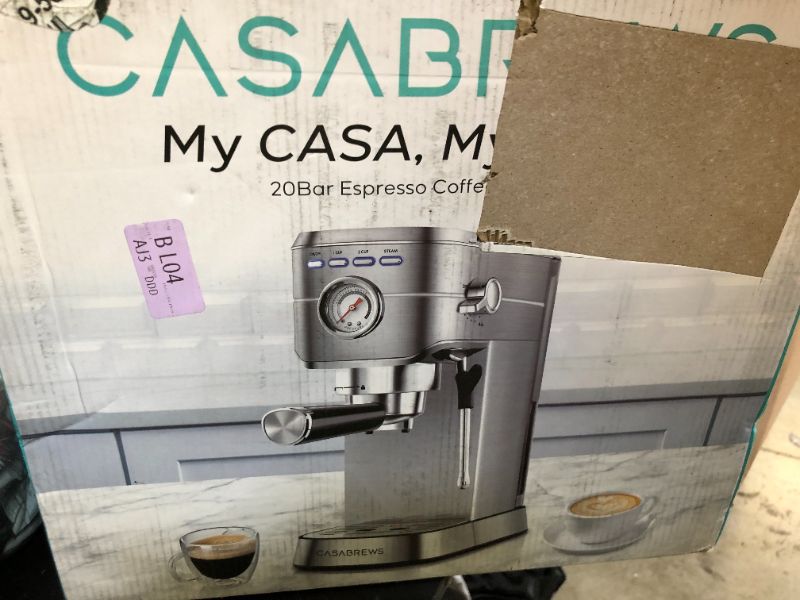 Photo 1 of CASABREWS CM5418 Espresso Machine 20 Bar, Compact Espresso Maker with Steam Milk Frother, Stainless Steel Coffee Machine with 34oz Removable Water Tank for Cappuccino, Latte, Silver