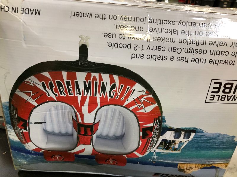 Photo 1 of ZOOMBROS Towable Tubes for Boating 2 Person, Water Tubes for Boats to Pull, Safety Inflatable Boat Tubes and Towables, Water Sport Towables with Drainage, Quick Connector, Large Capacity