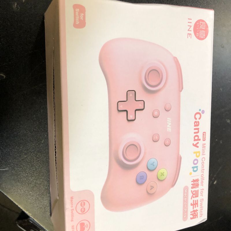 Photo 1 of IINE Wireless Controller for Switch/PC/Android/IOS, Cute Gamepad with RGB Lights, Mini Pro Controller with Turbo/Macro/NFC Amiibo/Motion Sensor/Wake-Up/Rumble (Pink)