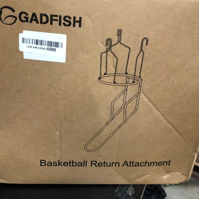 Photo 1 of GADFISH Basketball Return Attachment, Heavy Duty Basketball Rebounder with 3 Stable Large Hooks, Durable Basketball Accessories for 18" Rim Basketball Training, Black