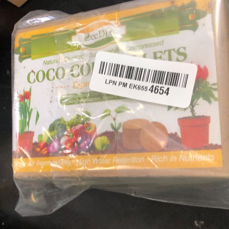 Photo 1 of ZeeDix Organic Coco Coir Pellets Potting Soil, 50pcs 30mm Compressed Coconut Coir Seed Starter Soil Pellets, Coco Peat Soil Discs for Indoor Outdoor Plants, Herbs, Houseplants, Flowers and Vegetables