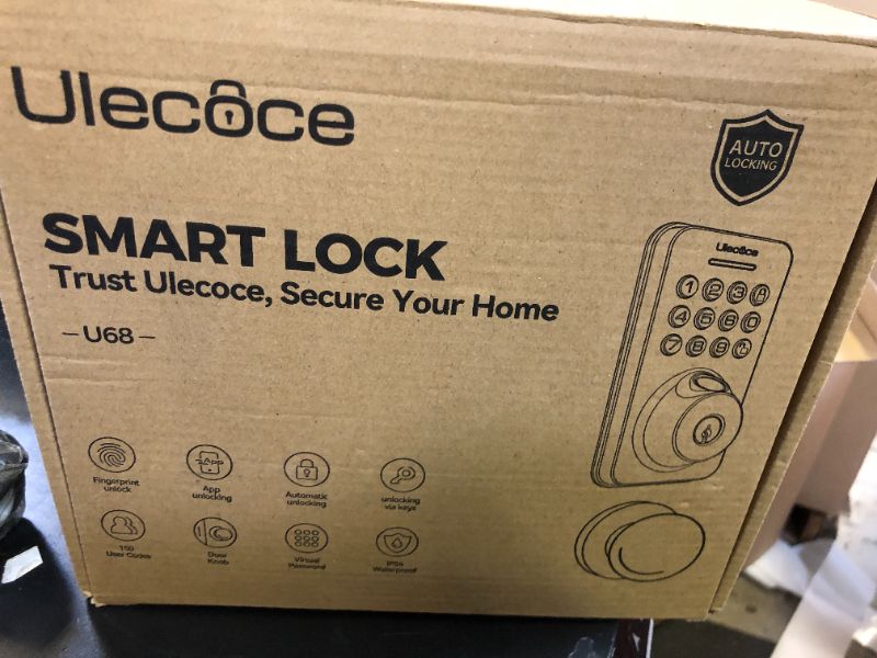 Photo 1 of Ulecoce Keyless Entry Door Lock Built-in WiFi with Handle Set, Smart Lock with App Control, Electronic Keypad Deadbolt with Doorbell, One-time Code, Auto-Locking, Easy to Install