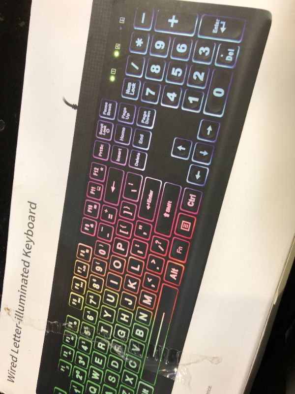 Photo 1 of MOFII Large Print Backlit Keyboard, USB Wired Computer Keyboards with Rainbow Illuminated LED, Lighted Full Size Keyboard with Foldable Stands, Plug and Play for PC Laptop Desktop Windows - Black