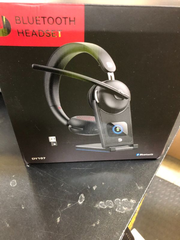 Photo 1 of Dytole Wireless Headset with Mic for Work-Bluetooth 5.3 Headset with Noise Cancelling, Wireless Headsets with 65Hrs Battery & 10Min Fast Charge, Smart Dock with Digital Display for PC/Computer/Teams