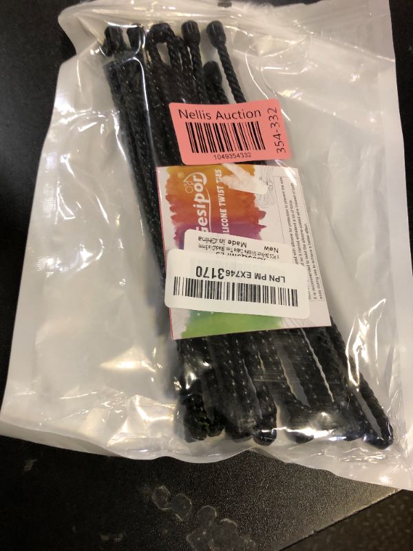 Photo 1 of Gesipor 6 PCS 24-Inch Silicone Cable Ties Dia 5mm Reusable Steel-Core Rubber Twist Ties Bendable Cable Ties for Bundling and Holding, All Purpose Cord Tie for Indoor and Outdoor (Black)