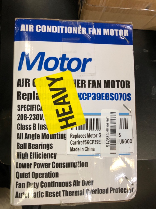 Photo 1 of Condenser Motor Replaces Carrier # 5KCP39EGS070S,5KCP39EGY823S Genteq #GE3905, Bryant Payne HC39GE236,237 HC39GE234A Dayton 6DLL0, 1/4HP 1100 RPM 208-230V 48Frame with Capacitor OEM Upgraded LEUNGOO