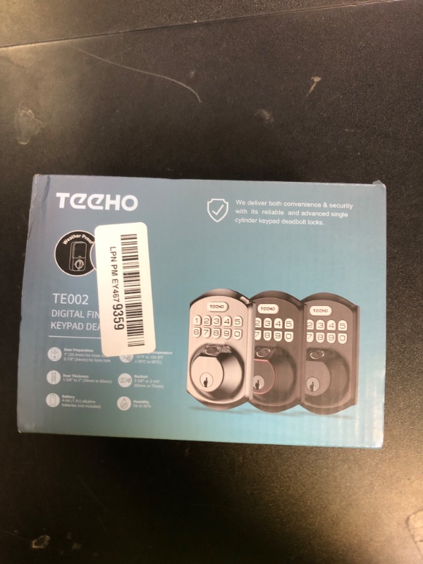 Photo 1 of TEEHO TE002 Fingerprint Door Lock - Keyless Entry Door Lock - Electronic Keypad Deadbolt - Smart Locks for Front Door - Auto Lock - Easy Installation - Matte Black