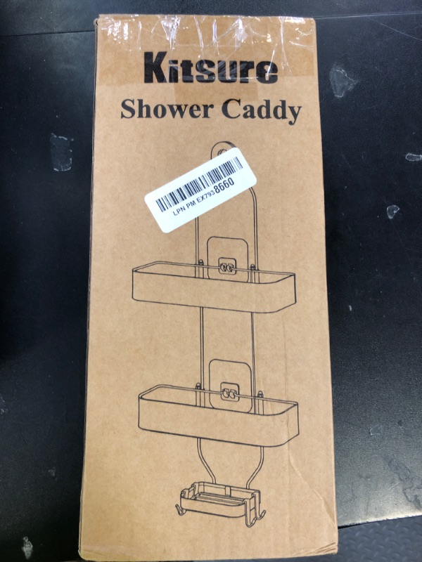Photo 1 of Kitsure Shower Caddy Hanging - No-Drill Bathroom Organizers and Storage, Wobble-Free Bathroom Shelves with Adhesive Tapes, Rust-Proof Shower Storage for Toiletries, White, 25.0" H