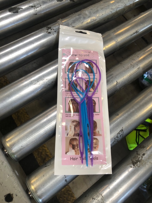 Photo 1 of Aigee 6pcs Topsy Tail and Hair Loop Styling Tool Set - Ponytail Makers, French Braid Loops in Large and Small, Hair Pull Through Tools (Pink, Blue, Purple) for Women and Girls