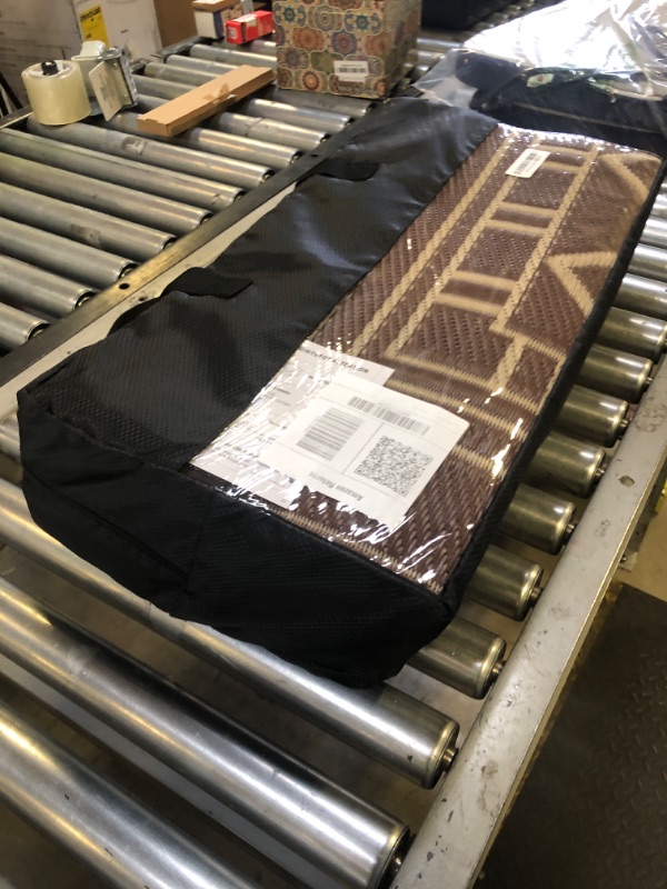 Photo 1 of GENIMO Outdoor Rug Waterproof for Patio, 8'x10' Foldable Reversible Plastic Straw Carpet for Travel Trailers, Outside Area Mat for Rv, Deck, Picnic, Porch, Camper, Balcony, Beach, Coffee & Beige