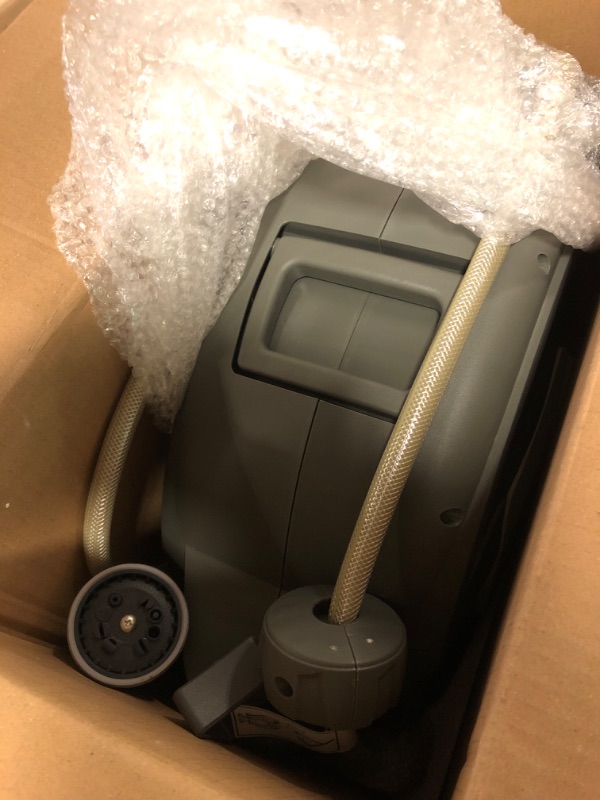 Photo 1 of Retractable Garden Hose Reel, 1/2 in x 100 ft Wall Mounted Hose Reel, 10-Pattern Spray Nozzle, Any Length Lock/Slow Return System/Wall Mounted/180°Swivel Bracket