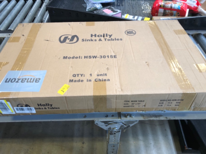 Photo 1 of Hally Stainless Steel Table for Prep & Work 30 x 15 Inches, NSF Commercial Heavy Duty Table with Undershelf and Galvanized Legs for Restaurant, Home and Hotel