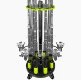 Photo 1 of Hikeen Fishing Rod Holder, Fishing Pole Holders for Garage, Rod Rack Holds Up to 20 Rods with Rolling Wheels, Fishing Gear Equipment Storage Organizer, Fishing Gifts for Men