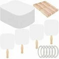 Photo 1 of Church Fans Handheld Set Included Blank Cardstock Wavy Wooden Sticks Double Sided Tape Fan Handle Craft Sticks Church Fans for DIY Crafting Painting Hand Held Parlor(250 Sets)