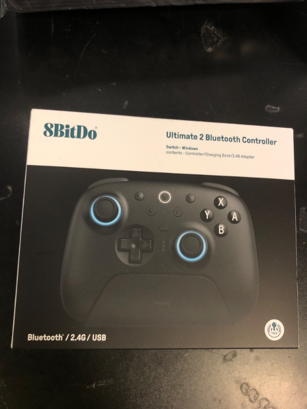 Photo 1 of 8Bitdo Ultimate 2 Bluetooth Controller for Switch/Switch 2 & Windows PC, Switch Pro Controller with TMR Joysticks, Switchable Hall Effect/Tactile Triggers, Vibration and Motion Control - Black