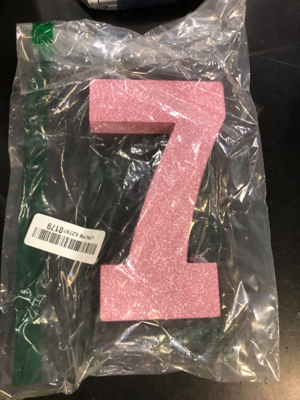 Photo 1 of TONIFUL 7.8 Inch Pink Glitter Number 7 Wooden Table Centerpiece Pink Birthday Party Decorations,Digit 7 for Birthday,New Year,Graduation,Bridal Shower,Anniversary Party Supplies(1 Pack)