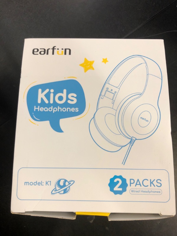 Photo 1 of EarFun 2Packs Kids Headphones Wired with Microphone, 85/94dB Volume Limit Headphones for Kids, Portable Wired Headphone with Shareport, Stereo Sound Foldable Headset for School/Tablet/iPad/Kindle