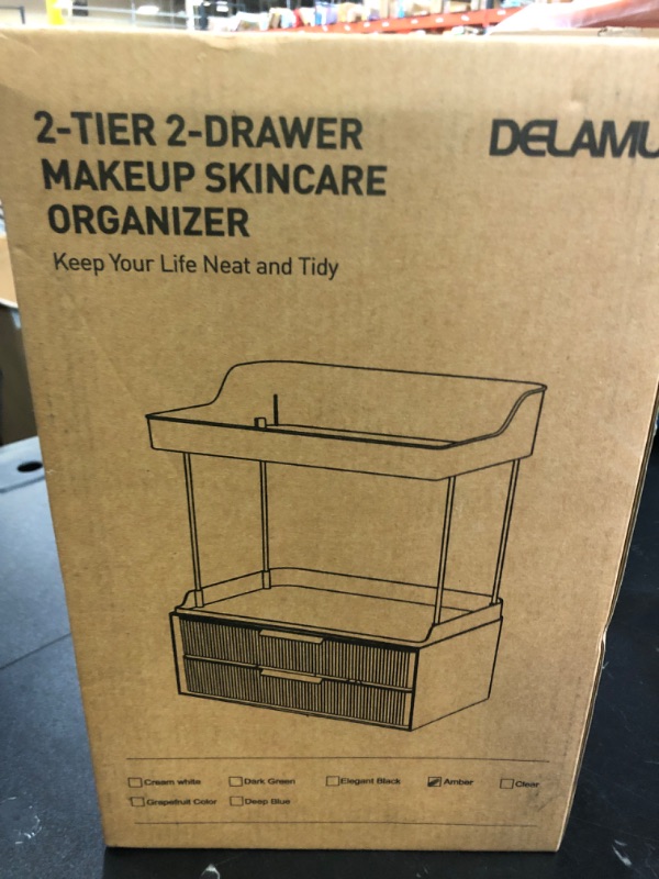 Photo 1 of Delamu Bathroom Organizers and Storage, 2-Tier 2-Drawer Makeup Organizer Countertop, Easy to Install, Ideal for Bathroom Storage, Vanity, Large Skincare, Perfume, Present, and More, Amber