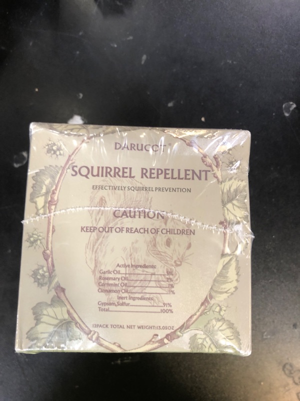 Photo 1 of All-Natural Squirrel Repellent 12 Pcs for Outdoor & Indoor Use – Powerful Chipmunk & Rodent Deterrent for Attic, Garden, Cars, and Bird Feeders – Safe for Pets, Lasting 30-60 Days Protection