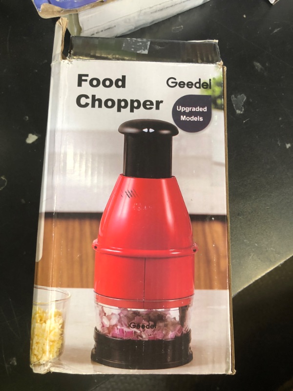 Photo 1 of Geedel Food Chopper Vegetable Cutter, Easy to Clean Manual Veggie Onion Garlic Nut Chopper Dicer, Dishwasher Safe Vegetable Chopper with Container for Onions Nuts Garlic Veggies Salads, No BPA, White