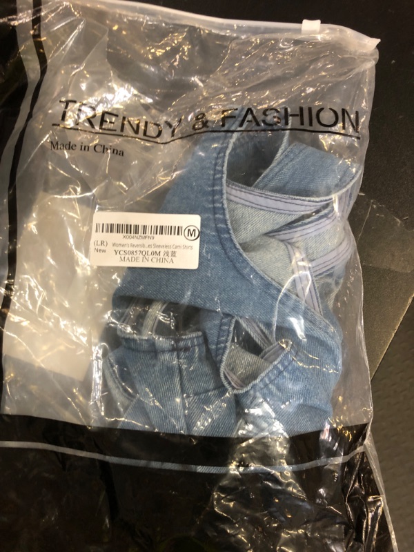 Photo 1 of Limerose Women's Reversible Tank Tops Button Denim Crop Blouses Sleeveless Cami Shirts