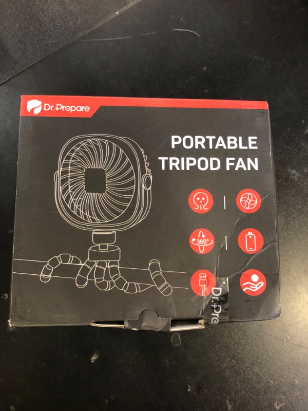 Photo 1 of DR.PREPARE Stroller Fan, Portable Handheld Clip On Fans, Personal Desk Baby Fans with Flexible Tripod, 3 Speed Settings, 360ºRotation, USB Fan for Stroller, Camp, Car, Travel, Gym