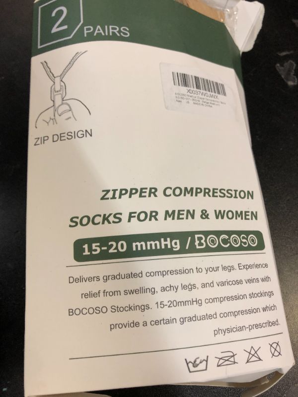 Photo 1 of BOCOSO 2 Pairs Medical Zipper Compression Socks 15-20mmHg for Women&Men, Knee High Compression Stockings