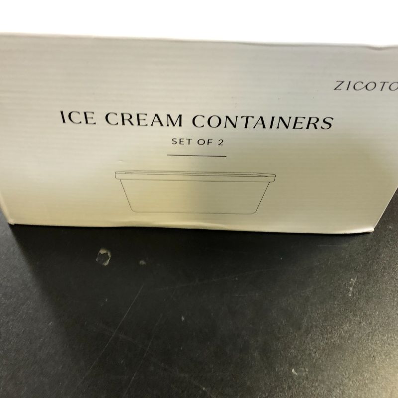 Photo 1 of ZICOTO Set of 2 Reusable Ice Cream Tub Containers 2 Quart Each - Perfect for Homemade Sorbet, Frozen Yogurt Or Gelato - Stackable Storage Containers, Stickers And Lids Stores Easily In Freezer