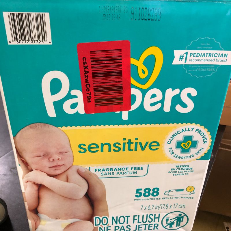 Photo 1 of Pampers Baby Wipes Sensitive, Water Based Wipes, Hypoallergenic and Unscented for Babies, 588 Wipes Total (7 Refill Packs)