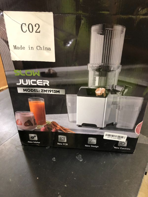 Photo 1 of WHUTO Cold Press Juicer, Juicer Machines with 4.35'' Wide Feed Chute, Stainless Steel Masticating Juicers Easy to Clean, Ergonomic Operational Panel Design, High Juice Yield, Platinum Color Knob