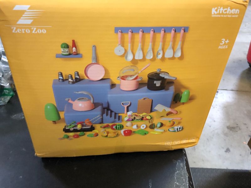 Photo 1 of Zero Zoo 105Pcs Kids Kitchen Toy Accessories, Toddler Pretend BBQ Camping Cooking Playset, Play Pots, Pans, Utensils Cookware Toys, Play Food Set, Vegetables, Learning Gift for Girls Boys