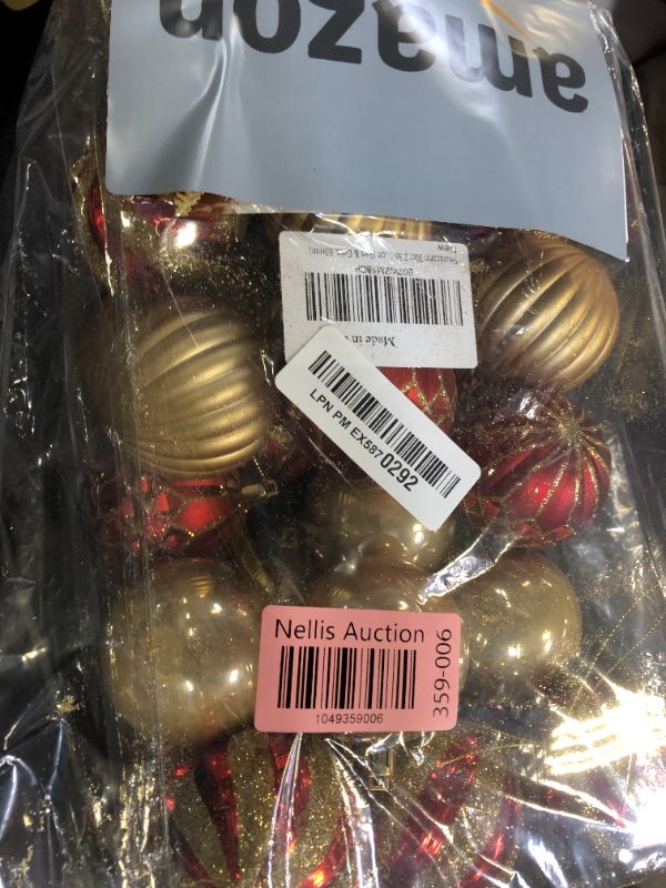 Photo 1 of SHareconn 30ct 2.36 Inch Christmas Tree Balls Ornaments, Colored Shatterproof Plastic Decorative Baubles Decorations for Xmas Tree Decor Holiday Party Wedding Decoration (Red & Gold, 60mm)