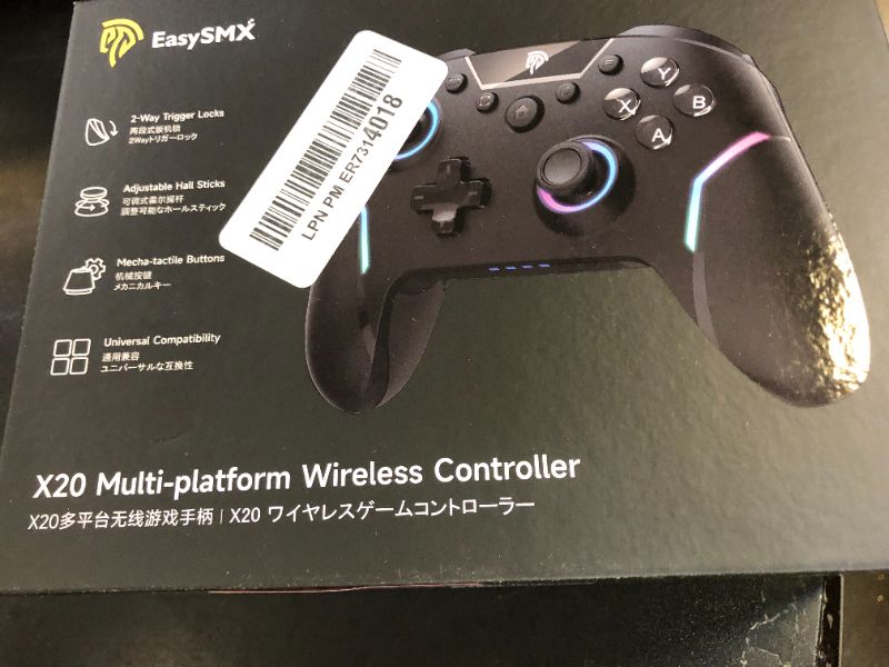 Photo 1 of EasySMX X20 Wireless Gaming Controller with RGB Backlit, 2-Stage Hall Effect Sticks, 1000Hz Polling Rate, 6-Axis Gyro on Multi-Platform, Mech Buttons- Compatible with PC/Switch/Steam/Android