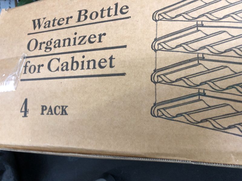 Photo 1 of spospo Stackable Water Bottle Organizer, Large Compartment Water Bottle Holder, 4 Tier Clear Water Bottle Organizer for Cabinet, Bottle Rack for Kitchen Organization and Storage - Hold 16 Bottles