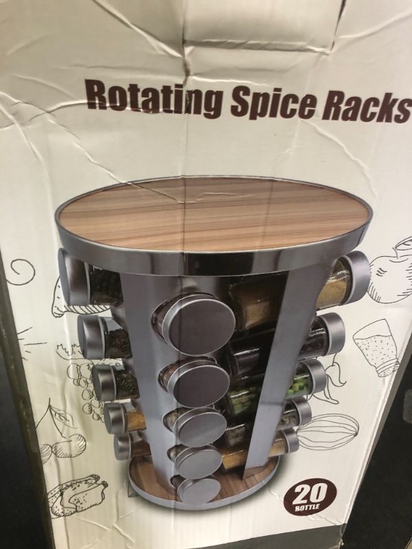 Photo 1 of dasaka Rotating Spice Rack Organizer with Jars(20Pcs), Seasoning Organizer for Cabinet, Kitchen Spice Racks for Countertop, Revolving Stainless Steel Spice Organizer