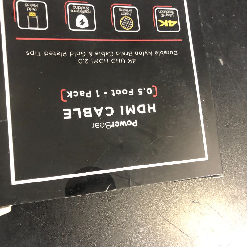 Photo 1 of PowerBear 4K HDMI Cable 0.5 ft | High Speed, Braided Nylon & Gold Connectors, 4K @ 60Hz, Ultra HD, 2K, 1080P, ARC & CL3 Rated | for Laptop, Monitor, PS5, PS4, Xbox One, Fire TV, Apple TV & More