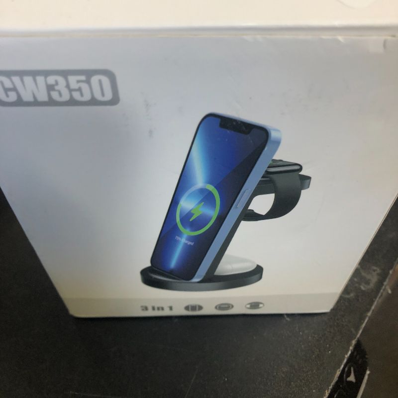 Photo 1 of 3 in 1 Charging Station for iPhone, Wireless Charger for iPhone 16e 16 15 14 13 12 11 X Pro Max & Apple Watch - Wireless Charging Station for AirPods 4 3 Pro