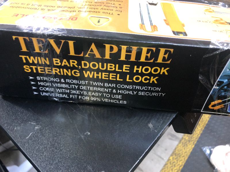 Photo 1 of Tevlaphee Steering Wheel Lock Anti-Theft Car Device Heavy Duty Security Car Lock Antitheft Locking Devices Great Deterrent Adjustable Car Wheel Lock Anti Theft for Vehicle Truck with 3 Keys(Black)