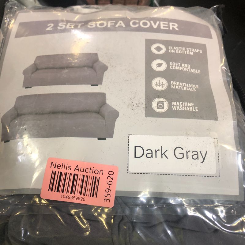 Photo 1 of Peryiter 2 Pcs Loveseat Covers Slipcover Set for Couch Furniture Covers for Living Room Sofa Arm Chair, Form Fit Stretch, Wrinkle Proof, Furniture Protector(Dark Gray,Milk Silk)