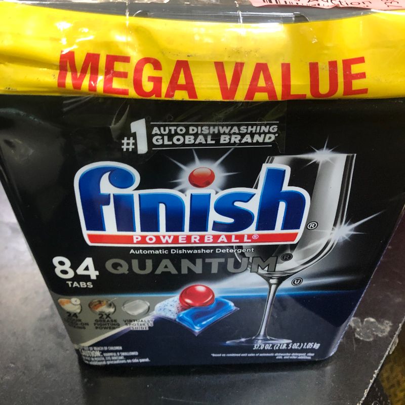 Photo 1 of Finish Quantum Dishwasher Pods, No Pre-Rinse Dishwasher Detergent Soap Removes 24HR Dried-On Stain and Grease, Leaving a Virtually Spotless Shine, 84 Count