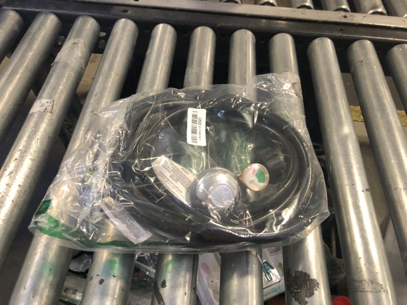 Photo 1 of 12 Feet Propane Regulator Hose with Propane Tank Gauge Universal Grill Regulator Replacement Parts, QCC1 Hose and Regulator for Most LP Gas Grill, Heater and Fire Pit Table,3/8" Female Flare Nut