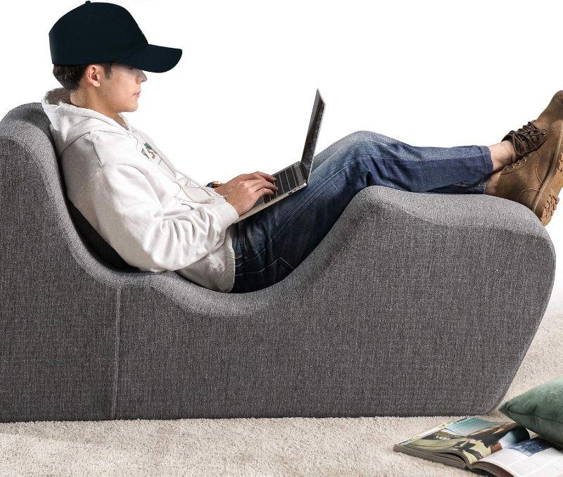 Photo 1 of ZINUS Lotus Zero Gravity Chaise Lounger, Foam Recliner for Living Room, Ergonomic Positioning for Better Relaxation, No Assembly, Dark Grey