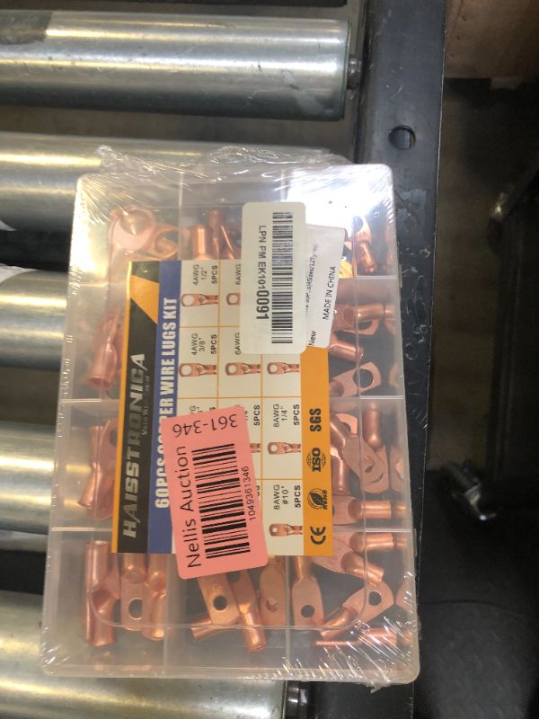 Photo 1 of Haisstronica 60PCS Copper Wire Lugs Kit(AWG 8 6 4),Heavy Duty Battery Cable End,Bare Copper Crimp Connectors,Eyelets Tubular Ring Terminals(4Sizes/12Types)