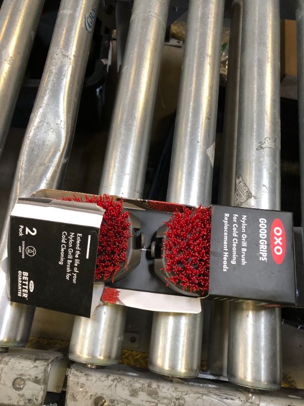 Photo 1 of OXO Good Grips Nylon Cold Cleaning Grill Brush, 2Cold Replacement Heads, Red