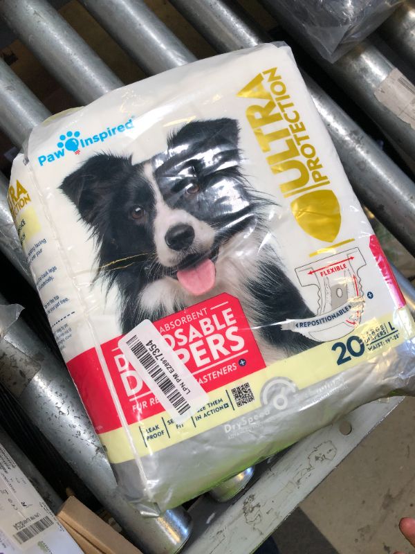 Photo 1 of Paw Inspired 20ct Disposable Dog Diapers | Female Dog Diapers Ultra Protection | Diapers for Dogs in Heat, Excitable Urination, or Incontinence (Large)