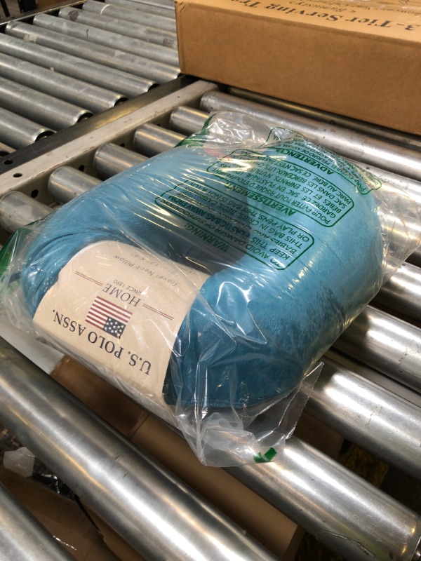 Photo 1 of U.S. Polo Assn. Plush Memory Foam Travel Neck Pillow, Teal
