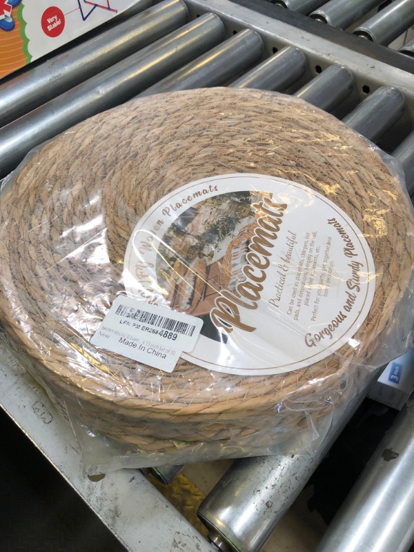 Photo 1 of 13 in Round Woven Placemats Plate Chargers Set of 10, Boho Farmhouse Rustic Woven Place Mats for Dining Table Decor, Rattan Wicker Table Mats Jute Braided Chargers for Dinner Plates