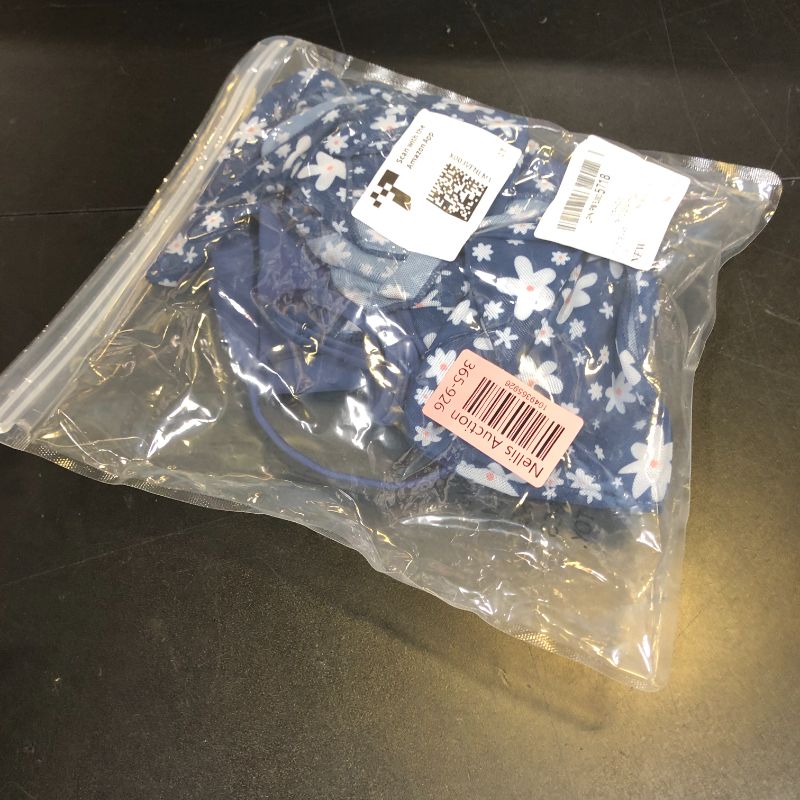 Photo 1 of COZYEASE Girls' 3 Piece Bikini Set Ditsy Floral Print Wireless Swimsuit with Beach Skirt Navy Blue 10-11Y