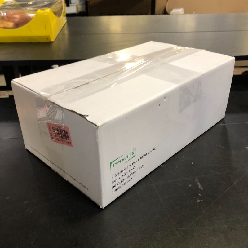 Photo 1 of TYPLASTICS 33 Gallon Clear Trash Can Liners - 33" x 40" - High Density Garbage Bags - Case of 500 - Multipurpose for Office, Outdoor, Recycling, Industrial and Commercial